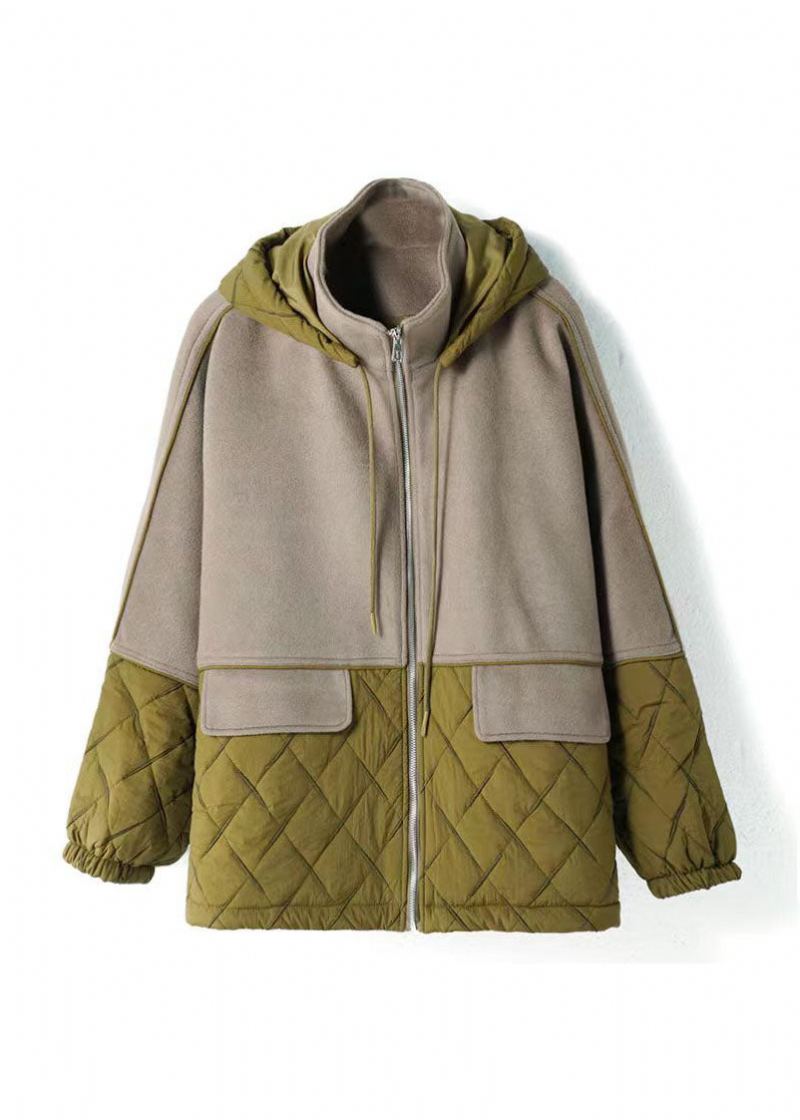 Veste À Capuche En Coton Patchwork Zippée Colorblock De Grande Taille Automne - Manteaux d'hiver femmes