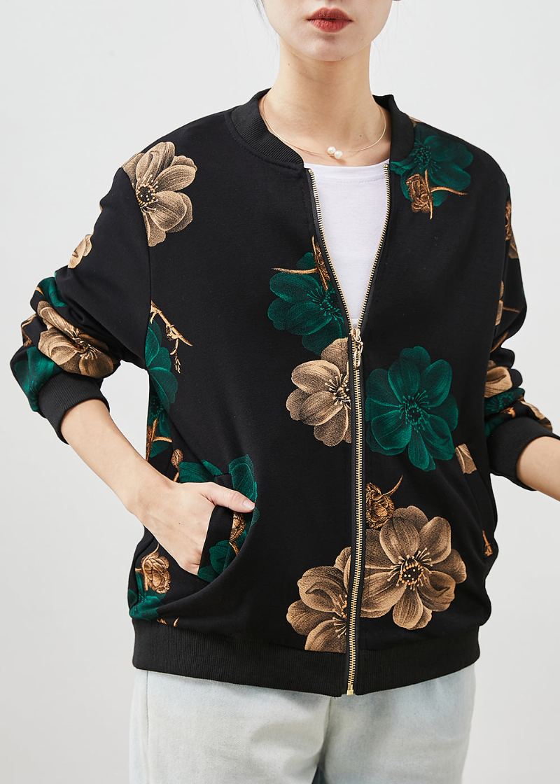 Veste En Coton Imprimé Oversize Vert Fin Printemps