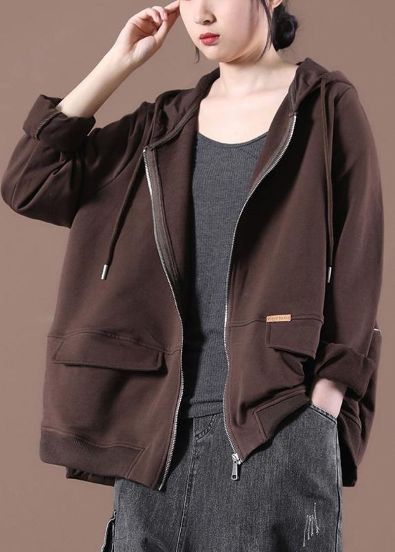 Veste Courte Zippée À Patch Chocolat