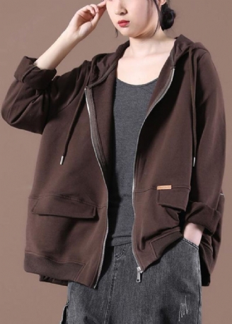 Veste Courte Zippée À Patch Chocolat