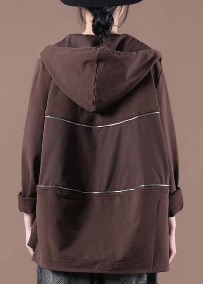 Veste Courte Zippée À Patch Chocolat - Café