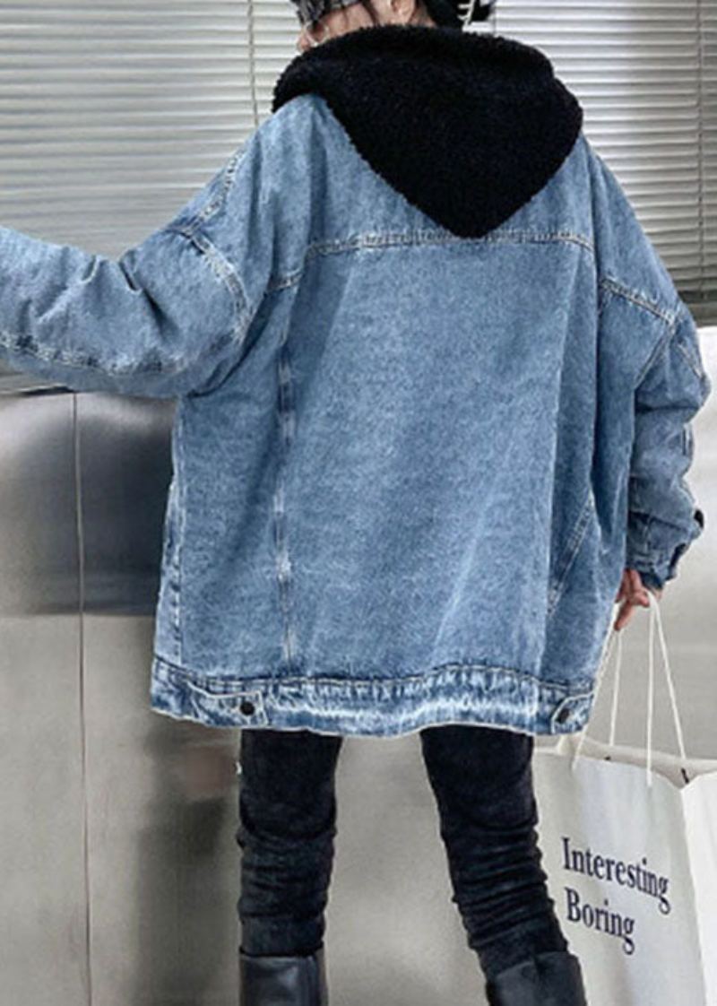 Veste D'hiver Épaisse En Denim De Luxe Avec Poches Bleues Et Patchwork - Manteaux d'hiver femmes