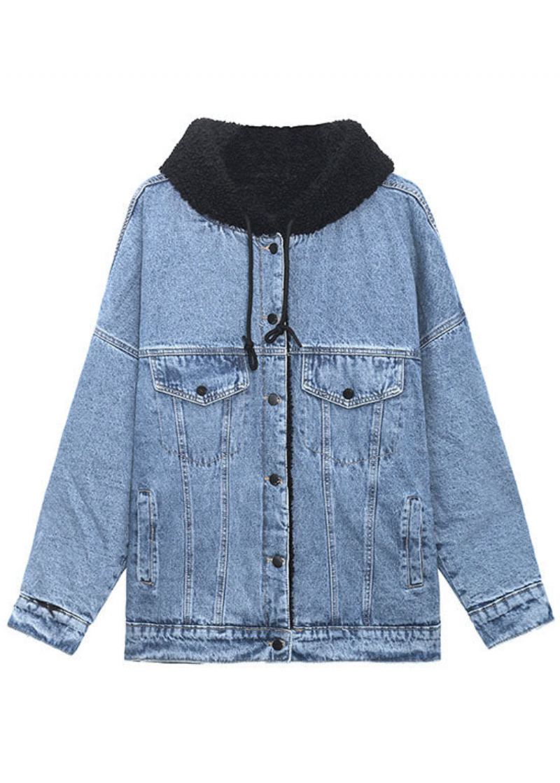 Veste D'hiver Épaisse En Denim De Luxe Avec Poches Bleues Et Patchwork - Manteaux d'hiver femmes