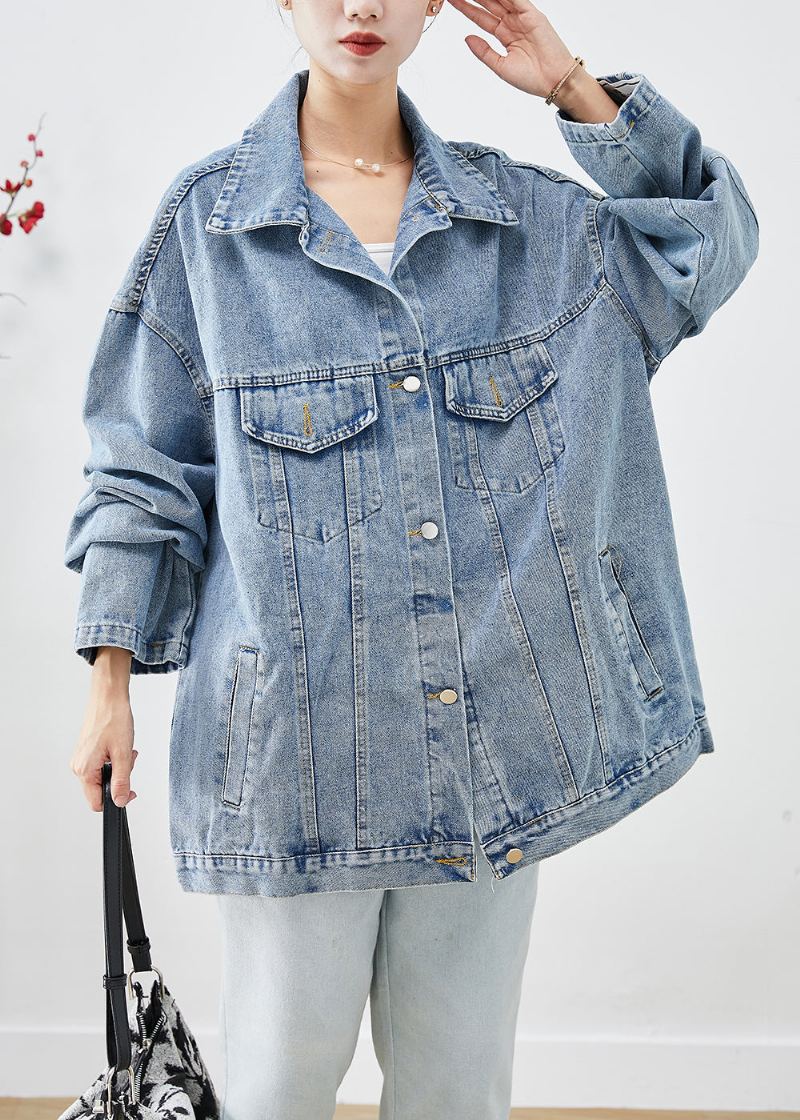 Veste En Jean Surdimensionnée Bleu Bohème Avec Appliques Automne