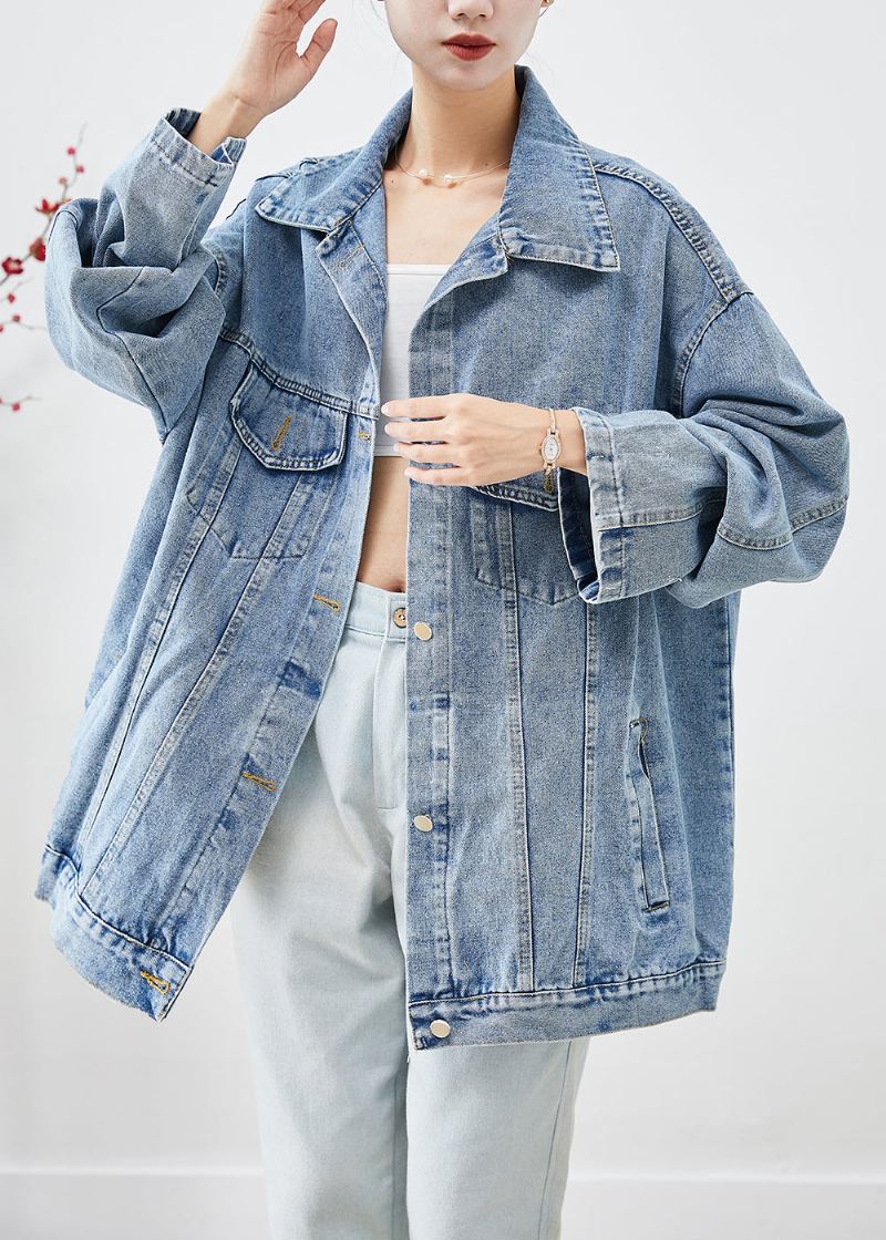 Veste En Jean Surdimensionnée Bleu Bohème Avec Appliques Automne - Manteaux d'hiver femmes