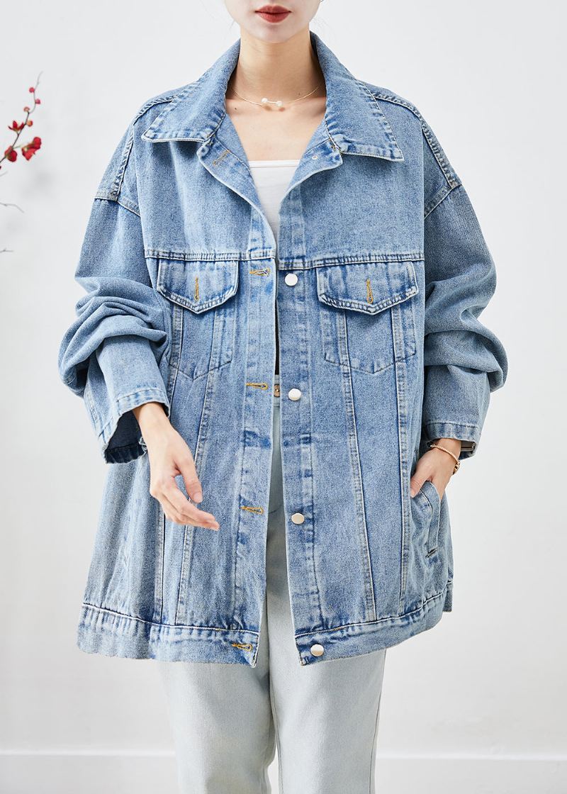 Veste En Jean Surdimensionnée Bleu Bohème Avec Appliques Automne - Manteaux d'hiver femmes