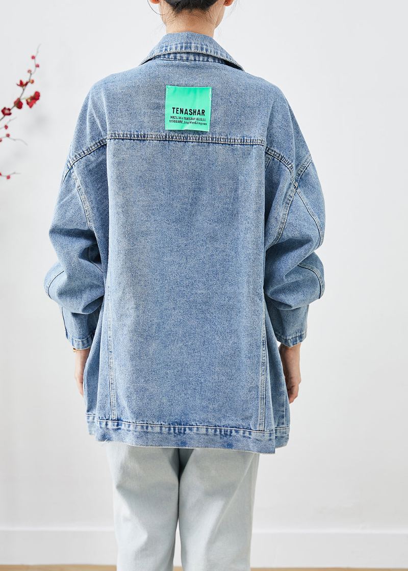 Veste En Jean Surdimensionnée Bleu Bohème Avec Appliques Automne - Manteaux d'hiver femmes