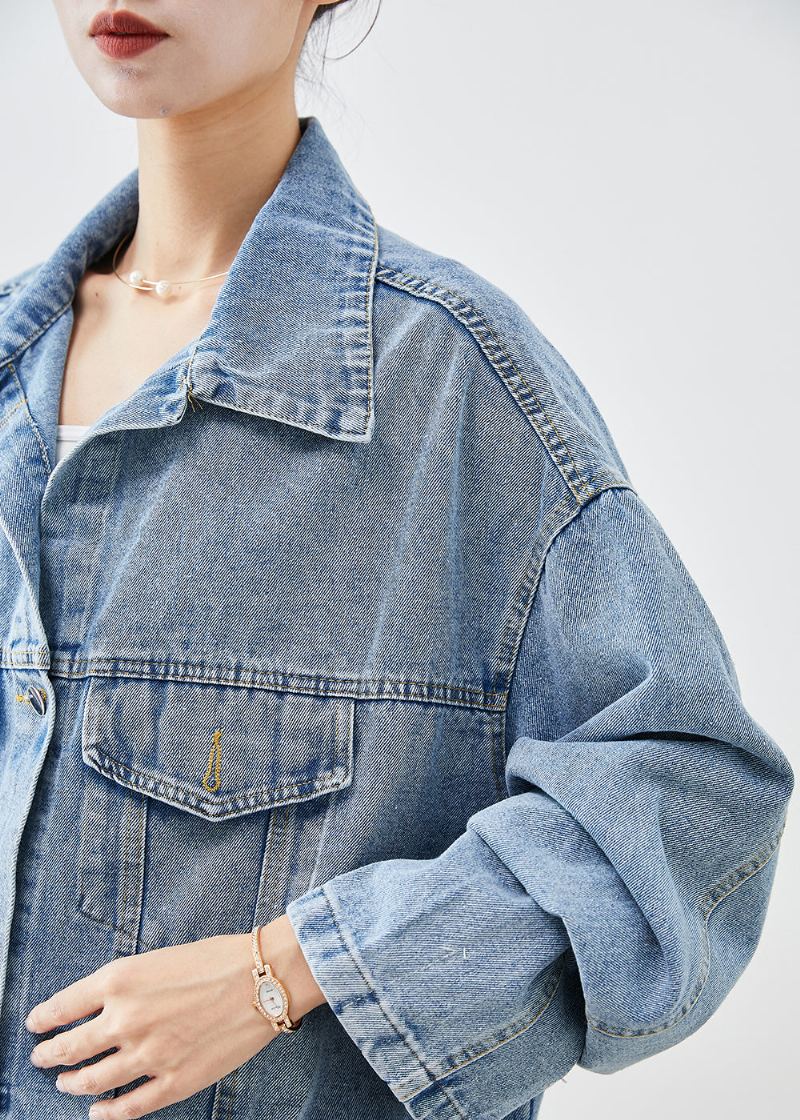 Veste En Jean Surdimensionnée Bleu Bohème Avec Appliques Automne - Manteaux d'hiver femmes