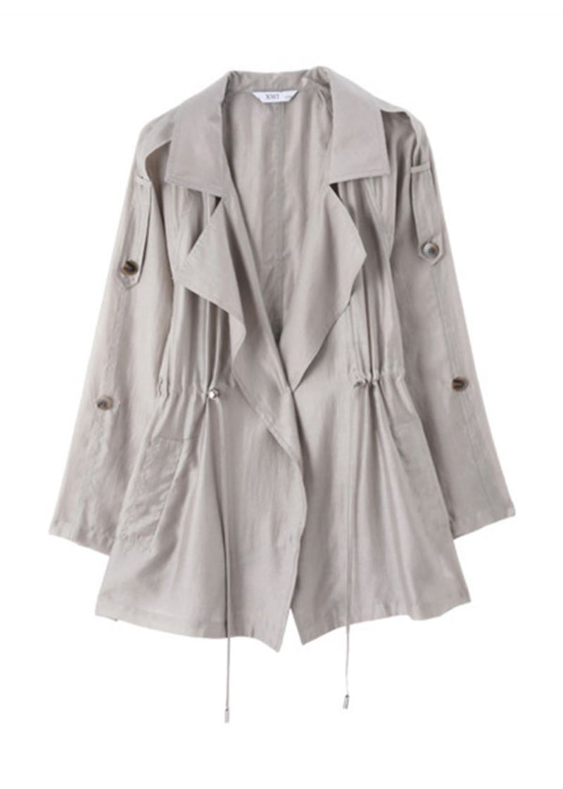 Veste Manteau Élégante À Revers Gris Cintré Upf 50+ Automne - Manteaux d'hiver femmes