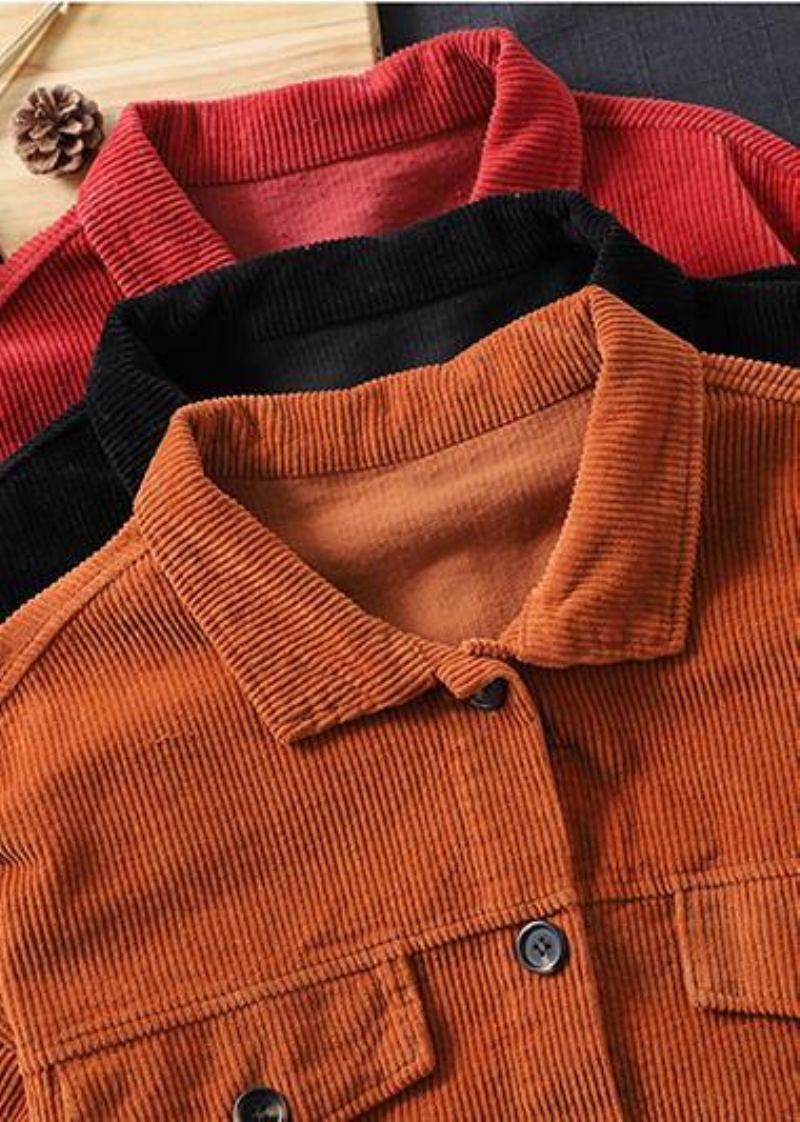 Vestes Boutonnées À Revers Pour Femmes Vêtements De Mode Orange Garde-robes - Rouge