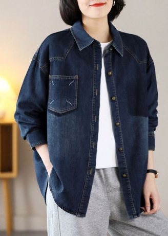 Vestes En Denim Polaire Chaudes Brodées Surdimensionnées De La Marine Moderne Printemps