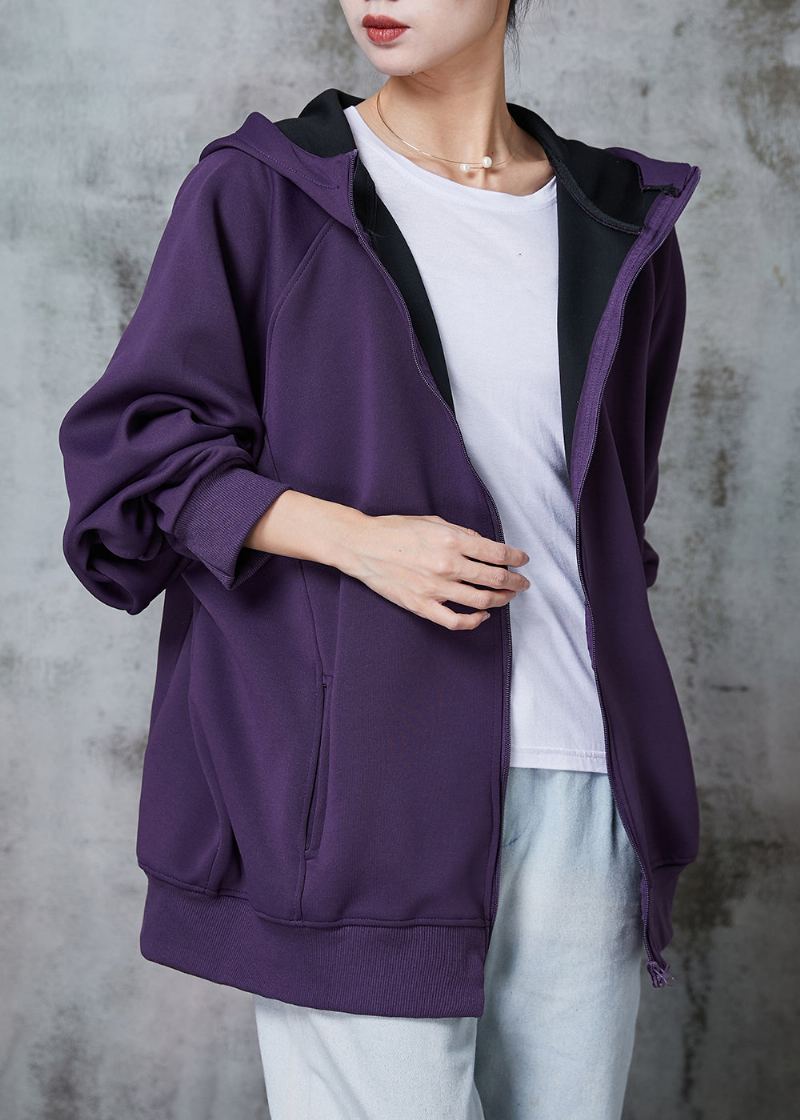 Vestes Sweat-shirt En Coton Avec Poches À Capuche Violet Terne Italien Printemps