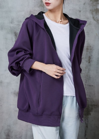 Vestes Sweat-shirt En Coton Avec Poches À Capuche Violet Terne Italien Printemps