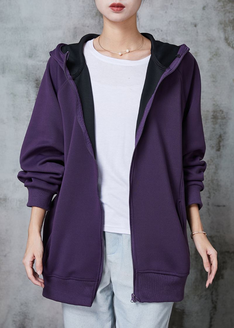 Vestes Sweat-shirt En Coton Avec Poches À Capuche Violet Terne Italien Printemps - Manteaux d'hiver femmes