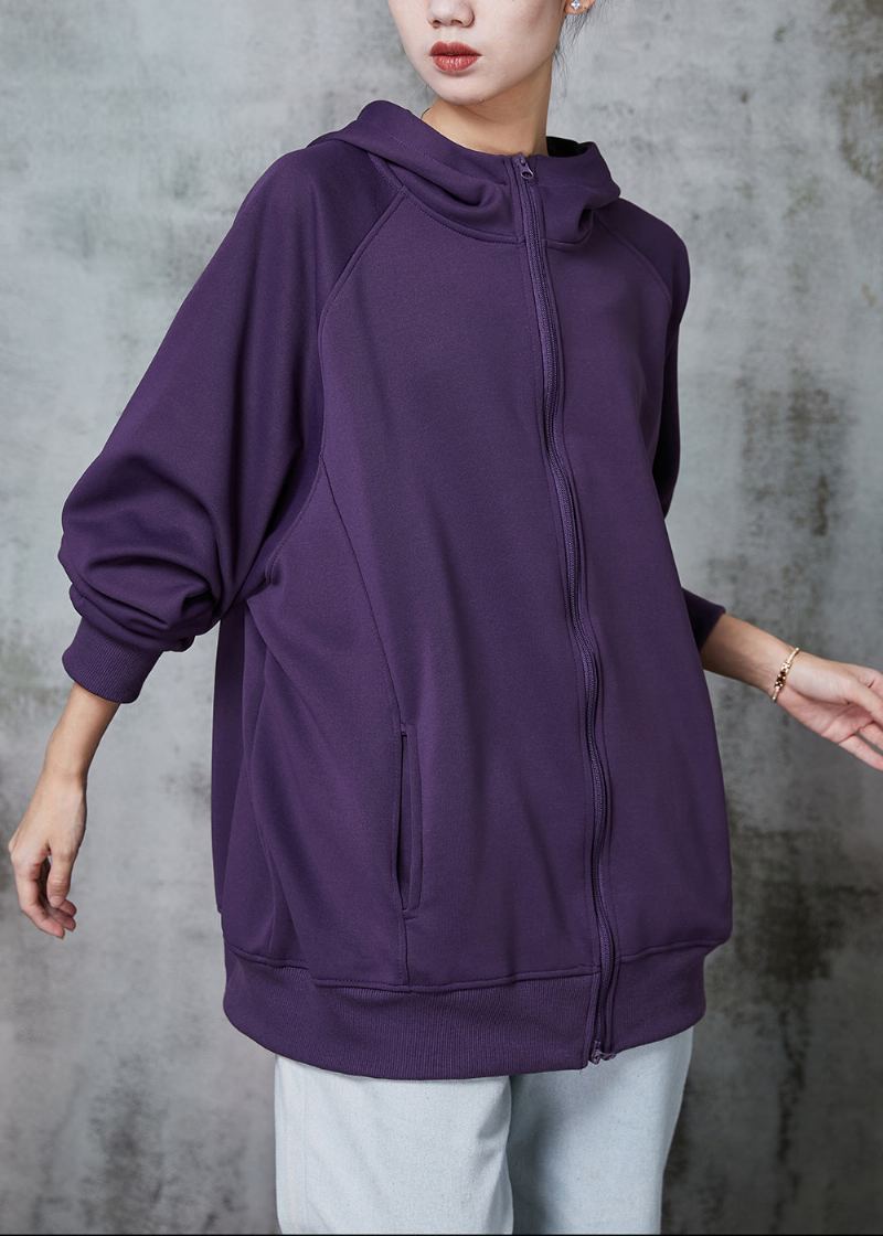 Vestes Sweat-shirt En Coton Avec Poches À Capuche Violet Terne Italien Printemps - Manteaux d'hiver femmes