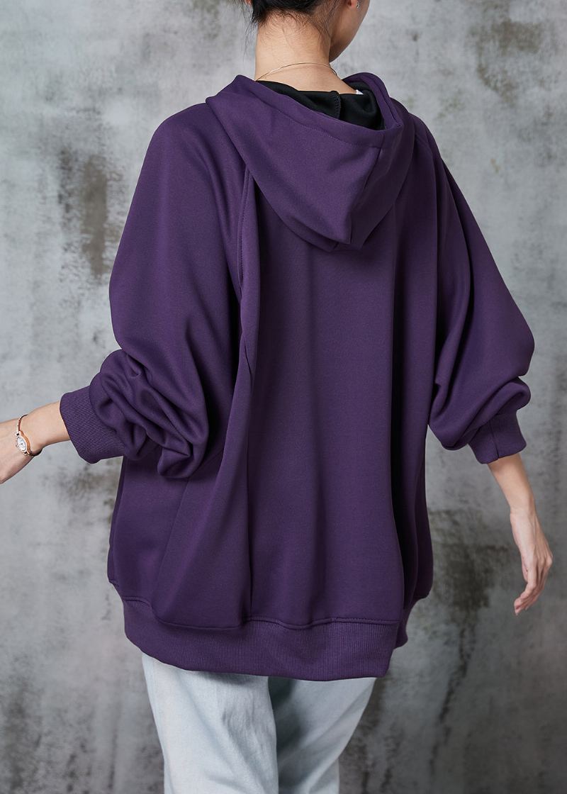 Vestes Sweat-shirt En Coton Avec Poches À Capuche Violet Terne Italien Printemps - Manteaux d'hiver femmes