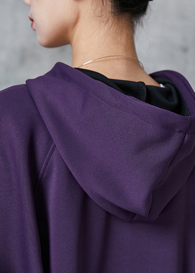 Vestes Sweat-shirt En Coton Avec Poches À Capuche Violet Terne Italien Printemps - Manteaux d'hiver femmes