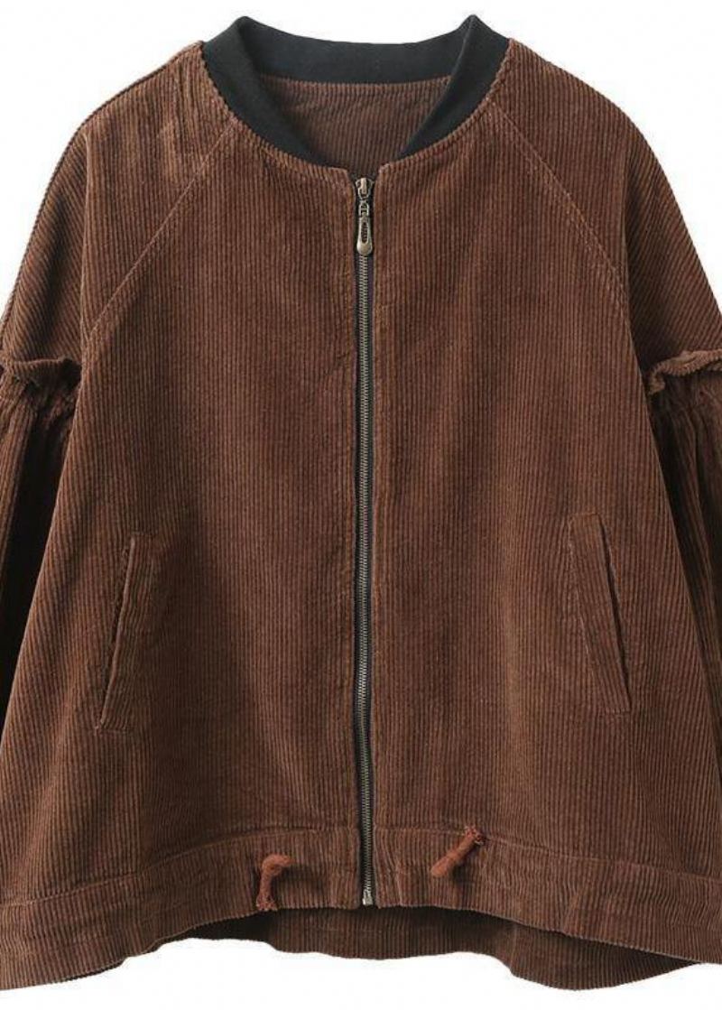 Vêtements De Printemps À Volants Faits À La Main Pour Femmes Manteau En Chocolat - Vert