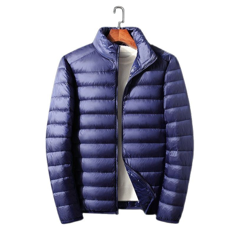 Décontracté Doudoune Hommes Automne Et Hiver Nouveau Duvet De Canard Blanc Col Montant Mâle Manteau Vêtements - Bleu Marine