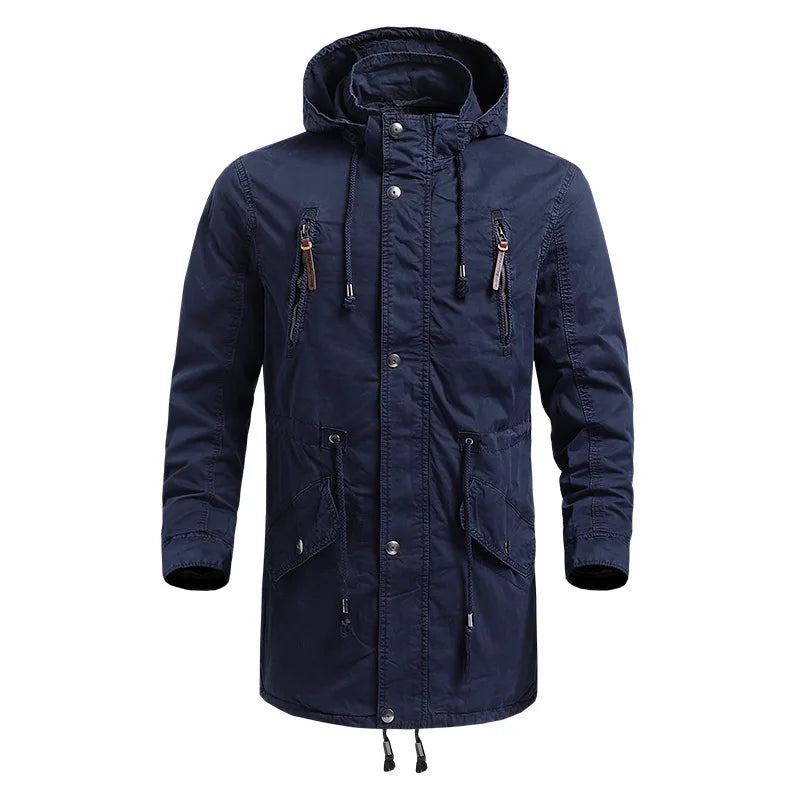 Manteau Pop Pour Hommes Commerce Extérieur D'hiver Veste Longue D'automne En Pur Coton Coupe-vent Sports De Plein Air - Marron