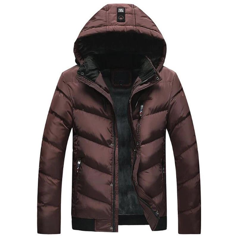 Parka D'hiver À Capuche Pour Hommes Veste Épaisse Et Chaude Manteaux Imperméables Doublure En Laine Vêtements D'extérieur - Noir