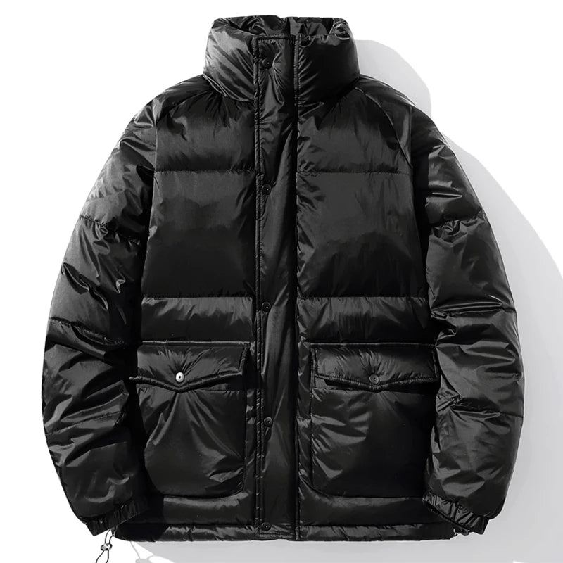 Veste Rembourrée En Duvet De Canard Blanc Pour Homme Vêtement D'extérieur Surdimensionné Noir Hiver - Noir