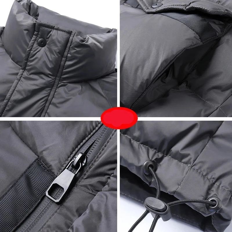 Veste Rembourrée En Duvet De Canard Blanc Pour Homme Vêtement D'extérieur Surdimensionné Noir Hiver - Noir